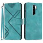 For Xiaomi Redmi 9/9 Prime/Poco M2 Line Pattern Skin Feel Leather Phone Case(Light Blue)