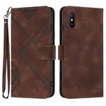 For Xiaomi Redmi 9A/9AT/9i Line Pattern Skin Feel Leather Phone Case(Coffee)