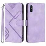 For Xiaomi Redmi 9A/9AT/9i Line Pattern Skin Feel Leather Phone Case(Light Purple)