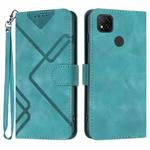 For Xiaomi Redmi 9C/9C NFC/Poco C3 Line Pattern Skin Feel Leather Phone Case(Light Blue)