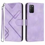 For Xiaomi Poco M3/Redmi 9T Line Pattern Skin Feel Leather Phone Case(Light Purple)