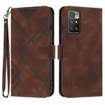 For Xiaomi Redmi 10/10 2022/10 Prime Line Pattern Skin Feel Leather Phone Case(Coffee)