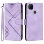 For Xiaomi Redmi 10A 4G Line Pattern Skin Feel Leather Phone Case(Light Purple)