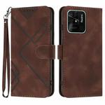 For Xiaomi Redmi 10C Global/10 India Line Pattern Skin Feel Leather Phone Case(Coffee)