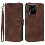 For Xiaomi Redmi 10 Power Line Pattern Skin Feel Leather Phone Case(Coffee)