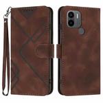 For Xiaomi Redmi A1+ Line Pattern Skin Feel Leather Phone Case(Coffee)