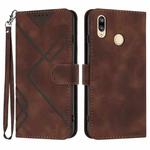 For Xiaomi Redmi Note 7 Line Pattern Skin Feel Leather Phone Case(Coffee)