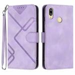 For Xiaomi Redmi Note 7 Line Pattern Skin Feel Leather Phone Case(Light Purple)