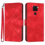 For Xiaomi Redmi Note 9 Global/10X 4G Line Pattern Skin Feel Leather Phone Case(Red)