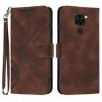 For Xiaomi Redmi Note 9 Global/10X 4G Line Pattern Skin Feel Leather Phone Case(Coffee)