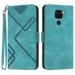 For Xiaomi Redmi Note 9 Global/10X 4G Line Pattern Skin Feel Leather Phone Case(Light Blue)