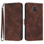 For Xiaomi Redmi Note 9 Pro Line Pattern Skin Feel Leather Phone Case(Coffee)