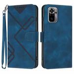 For Xiaomi Redmi Note 10 4G Global Line Pattern Skin Feel Leather Phone Case(Royal Blue)