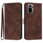 For Xiaomi Redmi Note 10 4G Global Line Pattern Skin Feel Leather Phone Case(Coffee)