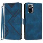 For Xiaomi Redmi Note 10S 4G Global Line Pattern Skin Feel Leather Phone Case(Royal Blue)