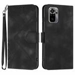 For Xiaomi Redmi Note 10S 4G Global Line Pattern Skin Feel Leather Phone Case(Black)