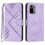For Xiaomi Poco M5s 4G Global Line Pattern Skin Feel Leather Phone Case(Light Purple)