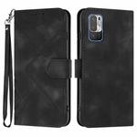 For Xiaomi Redmi Note 10 5G Line Pattern Skin Feel Leather Phone Case(Black)