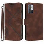 For Xiaomi Redmi Note 10 5G Line Pattern Skin Feel Leather Phone Case(Coffee)