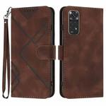 For Xiaomi Redmi Note 11 4G Global Line Pattern Skin Feel Leather Phone Case(Coffee)