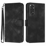 For Xiaomi Redmi Note 11S 4G Global Line Pattern Skin Feel Leather Phone Case(Black)