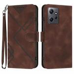 For Xiaomi Redmi Note 12 4G Global Line Pattern Skin Feel Leather Phone Case(Coffee)
