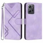 For Xiaomi Redmi Note 12 4G Global Line Pattern Skin Feel Leather Phone Case(Light Purple)
