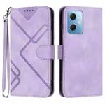 For Xiaomi Redmi Note 12 5G Global Line Pattern Skin Feel Leather Phone Case(Light Purple)