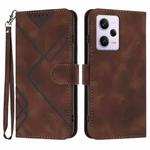 For Xiaomi Redmi Note 12 Pro 4G/5G Global Line Pattern Skin Feel Leather Phone Case(Coffee)