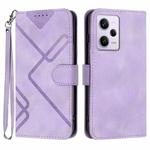 For Xiaomi Redmi Note 12 Pro 4G/5G Global Line Pattern Skin Feel Leather Phone Case(Light Purple)