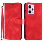 For Xiaomi Redmi Note 12 Pro+ 4G/5G Global Line Pattern Skin Feel Leather Phone Case(Red)