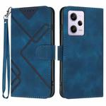 For Xiaomi Redmi Note 12 Pro+ 4G/5G Global Line Pattern Skin Feel Leather Phone Case(Royal Blue)