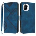 For Xiaomi Mi 11 Line Pattern Skin Feel Leather Phone Case(Royal Blue)
