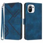 For Xiaomi Mi 11 Lite 4G/5G Line Pattern Skin Feel Leather Phone Case(Royal Blue)