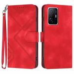 For Xiaomi 11T/11T Pro Line Pattern Skin Feel Leather Phone Case(Red)