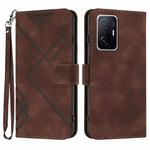 For Xiaomi 11T/11T Pro Line Pattern Skin Feel Leather Phone Case(Coffee)