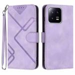 For Xiaomi 13 Line Pattern Skin Feel Leather Phone Case(Light Purple)