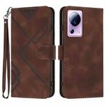 For Xiaomi Civi 2 Line Pattern Skin Feel Leather Phone Case(Coffee)