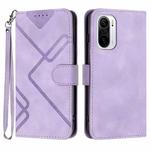 For Xiaomi Poco F3/11i/Redmi K40 Line Pattern Skin Feel Leather Phone Case(Light Purple)