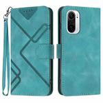 For Xiaomi Poco F3/11i/Redmi K40 Line Pattern Skin Feel Leather Phone Case(Light Blue)