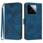For Xiaomi 14 Line Pattern Skin Feel Leather Phone Case(Royal Blue)