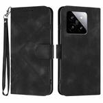 For Xiaomi 14 Line Pattern Skin Feel Leather Phone Case(Black)