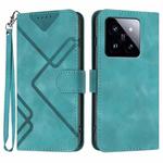 For Xiaomi 14 Pro Line Pattern Skin Feel Leather Phone Case(Light Blue)