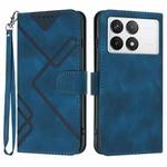 For Xiaomi Redmi K70E Line Pattern Skin Feel Leather Phone Case(Royal Blue)