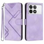 For Xiaomi Redmi K70E Line Pattern Skin Feel Leather Phone Case(Light Purple)