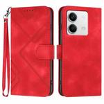 For Xiaomi Redmi Note 13 4G Line Pattern Skin Feel Leather Phone Case(Red)