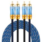 EMK 2 x RCA Male to 2 x RCA Male Gold Plated Connector Nylon Braid Coaxial Audio Cable for TV / Amplifier / Home Theater / DVD, Cable Length:2m(Dark Blue)