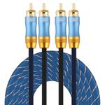 EMK 2 x RCA Male to 2 x RCA Male Gold Plated Connector Nylon Braid Coaxial Audio Cable for TV / Amplifier / Home Theater / DVD, Cable Length:5m(Dark Blue)