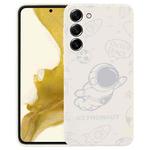 For Samsung Galaxy S22+ 5G Astronaut Pattern Silicone Straight Edge Phone Case(Flying Astronaut-White)