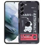 For Samsung Galaxy S21+ 5G Astronaut Pattern Silicone Straight Edge Phone Case(Mars Astronaut-Black)